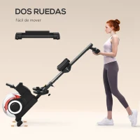 SPORTNOW Máquina de Remo para Casa Plegable con 6 Niveles de Resistencia al Agua Pantalla LCD Ruedas Negro(m-7)
