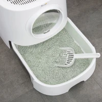 PawHut Bac à litière pour chat maison de toilette avec deux portes et une pelle dim. 43L x 51l x 38H cm - blanc(m-8)