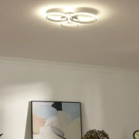 HOMCOM Modern Three Circle LED Ceiling Lamp Light with Metal Base for Bedroom, Hallway, Dining Room, Living Room(m-10)