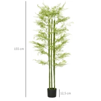 HOMCOM Plante artificielle hauteur 155 cm bambou artificiel avec 28 feuilles grand réalisme en plastique pot inclus(m-3)