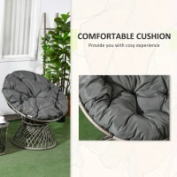 Outsunny Three-Piece Rattan Garden Moon Chair Set - Grey(m-6)