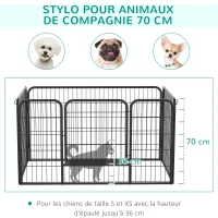 PawHut Luxe parc enclos modulable acier 4 panneaux et 1 porte pour chiens, lapins, rongeurs, petits animaux, intérieur et extérieur 125L x 70H cm noir(m-5)