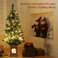 HOMCOM 4ft Artificial Christmas Tree with 80 Warm White LED Lights, 8 Modes and Remote, Realistic Xmas Tree with Square Stand for Party Decoration, Green(m-4)