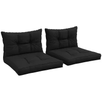 Outsunny 2-Piece Seat Cushions Back Pillows Replacement, Patio Chair Cushions Set for Indoor Outdoor, Black(m-1)