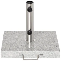 Outsunny Base de Sombrilla Exterior Universal 25 kg de Mármol con 2 Ruedas y Asa de Transporte Tubo de Ø35/38/48 mm Soporte de Parasol para Jardín Balcón Patio 40x40x36 cm Gris(m-8)