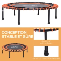 HOMCOM Trampoline de Fitness / gymnastique haute performance Ø 102 cm élastiques Bungee utilisation intérieure extérieure orange noir(m-6)