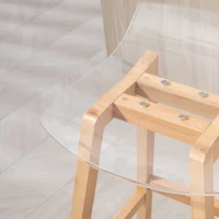 HOMCOM Lot de 2 tabourets de bar design contemporain assise acrylique transparent avec repose-pieds - 39L x 44l x 78H cm(m-8)