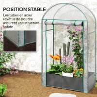Outsunny Mini serre de jardin serre balcon avec sac de plantation et housse en plastique renforcé, porte enroulable, transparente(m-7)