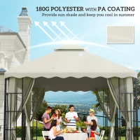 Outsunny 3 x 3 m Gazebo Canopy Replacement Covers, 2 - Tier Gazebo Roof Replacement TOP COVER ONLY, Cream White(m-6)