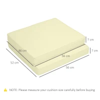 Outsunny Set of 2 Garden Seat and Back Cushion Set, Replacement Cushions for Outdoor Furniture with Seat Cushion and Back Cushion, Cream White(m-3)