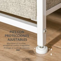 HOMCOM Cómoda con 7 Cajones de Tela Cajonera Armario de Almacenaje Multifuncional para Dormitorio Salón Pasillo 63,5x30x71 cm Gris(m-5)