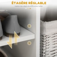HOMCOM Meuble Chaussures Banc à Chaussures 2 Niveaux Rangement, Niche + Coffre intégré avec Coussin Blanc(m-7)