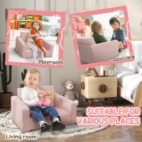 AIYAPLAY 2 in 1 Kids Armchair, Foldable Recliner for 1.5-3 Years Old, Pink(m-5)