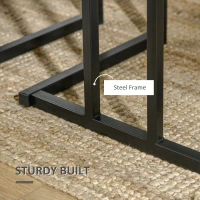 HOMCOM Dining Table and Chairs Set for 4 People, Concrete Effect Kitchen Table and Bench Set with Steel Frame, 4 Piece Dining Room Sets, Grey(m-7)