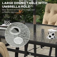 Outsunny Seven-Piece Garden Dining Set with Cushions - Beige(m-4)