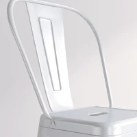 HOMCOM Set 2 Sgabelli da Bar Impilabili in Metallo con Schienale Rimovibile e Poggiapiedi, Bianco(m-9)