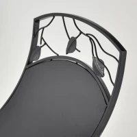 Outsunny Metal Arced Firewood Log Holder Indoor Outdoor Folding Firewood Rack Fireplace Wood Storage Shelf w/ Leaf Pattern Design, Black, 43.5W x 36.5D x 41H cm(m-8)