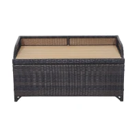 Outsunny Panca Contenitore Multiuso da 130L per 2 Persone, in PE Rattan e Alluminio 102x51x52 cm, Marrone e Beige(m-9)