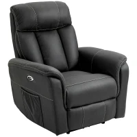 HOMCOM Fauteuil de relaxation électrique inclinable moderne avec repose-pieds et 2 poches latérales - noir(m-1)