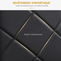 HOMCOM Lot de 4 chaises de salle à manger avec dossier haut, revêtement synthétique et pieds en acier, noir(m-5)