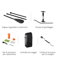 HOMCOM Tavola SUP Gonfiabile con Accessori Inclusi, Stand Up Paddle per Adulti e Teenager, 305x80x15cm Blu e Bianco(m-5)