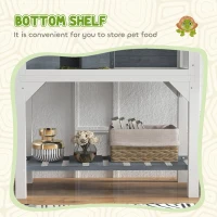 PawHut Wooden Tortoise House with Storage Shelf, Clear Observation Windows, Lamp Holder, Openable Top, Built-in Tray, Grey(m-4)