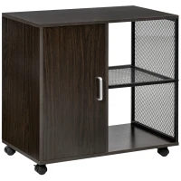 HOMCOM Printer Stand Home Office Mobile Storge File Cabinet Organizer with Castors, Door, Walnut Brown(m-1)