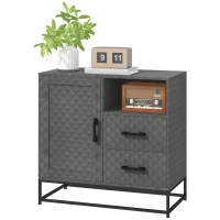 HOMCOM Sideboard with Adjustable Shelf, Freestanding Sideboard Storage Cabinet with Open Compartment and 2 Drawers, Grey(m-11)