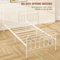 HOMCOM Single Minimalistic Metal Bed Frame - White(m-6)