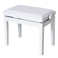 HOMCOM Banquette tabouret siège pour piano hauteur réglable 61L x 32l x 47-57H cm assise revêtement synthétique blanc(m-9)