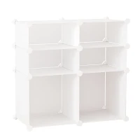 HOMCOM Armario Modular Plástico Estantería 6 Cubos Ropero Zapatero Aparador Combinado Pegatinas Adhesivas Decorativas Ropero Zapatero Combinado Mueble Organizador Ropa Zapatos Accesorios Juguetes(m-11)
