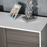 HOMCOM Buffet meuble de rangement 2 tiroirs coulissants 3 portes étagère réglable panneaux de particules 117 x 36 x 74 cm gris(m-9)