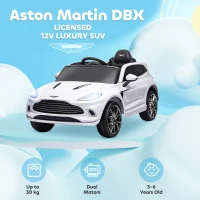 AIYAPLAY Aston Martin DBX Licensed Battery Powered Kids Electric Car, 12V Kids Ride on Car w/ Lights, Music Horn, White(m-4)