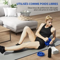 SPORTNOW Lot de 2 plaques de poids 2 x 3 kg disques d'haltères pour barres Ø 2,5 cm avec poignées faciles à saisir en métal, bleu(m-4)