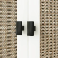 HOMCOM Mueble sobre Inodoro con 2 Puertas con Frontal de Ratán Compartimento y Estante Ajustable 60x19,5x160 cm Blanco(m-9)