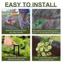 Outsunny 1m x 50m Weed Control Membrane, Heavy Duty Weed Control Barrier Fabric, 90gsm Ground Cover for Patios, Garden, Flower beds, Landscaping(m-4)