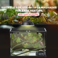 PawHut Glass Reptile Terrarium with Decor Kit, Breeding Tank with Thermometer for Small Animals, 50 x 30 x 35cm, Heated - Black(m-9)