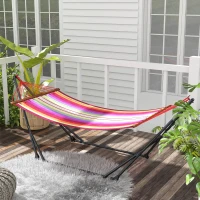 Outsunny Foldable Hammock Stand, Portable Hammock with Metal Frame, 2 in 1 Hammock Net Stand, Hammock Chair Stand with Carry Bag, Load Capacity 120kg, for Patio, Garden, Yard, Black(m-10)