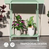 Outsunny 2 Tier Plant Stand, Metal Plant Rack Shelf with Drain Holes, Floor-standing Flower Pot Stand for Indoor Outdoor Garden Patio Balcony Living Room, Green(m-7)