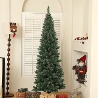 HOMCOM Albero di Natale Innevato Alto 180 cm con 618 Rami, Pigne e Base in Acciaio(m-2)