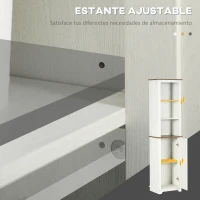 kleankin Armario Alto de Baño Mueble Columna de Baño con 3 Compartimientos Puerta y Estante Ajustable 39,5x30x160 cm Blanco(m-5)