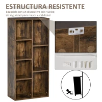HOMCOM Estantería Librería de Madera Armario de Libros con 7 Compartimentos para Plantas Archivos 50x24x106 cm Marrón Rústico(m-5)