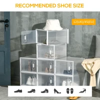 HOMCOM 8PCS Clear Shoe Box, Plastic Stackable Shoe Storage Box for UK/EU Size up to 12/46 with Magnetic Door for Women/Men, 28 x 36 x 21 cm(m-7)