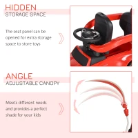 HOMCOM Compatible for 3 in 1 Ride on Push Car for Toddlers Pushcar Sliding Walking Car with Sun Canopy Horn Sound Safety Bar Cup Holder Toy for 1-3 Years Old Kids Red(m-6)