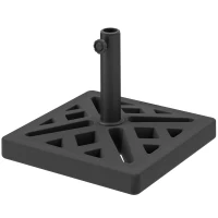 Outsunny Garden Parasol Base, 15kg HDPE Outdoor Umbrella Stand Parasol Stand with Cut-Out Design, Sun Umbrella Base for 32, 38, 48 mm Poles, Black(m-11)