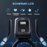 HOMCOM Cyclette da Casa con Resistenza Magnetica, Fitness Cyclette da Camera Professionale con Manubrio e Sella Regolabile, Monitor LCD e Volano 15kg, Supporto Fino a 180kg, Argento Nero(m-6)