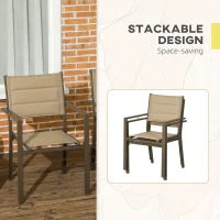 Outsunny Set of Two Aluminium Stacking Garden Chairs - Khaki(m-7)