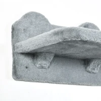 PawHut 4PCs Wall-Mounted Cat Shelves w/ Scratching Post, Hammock, Nest - Grey(m-9)