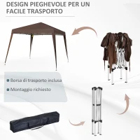 Outsunny Gazebo Pieghevole da Giardino 2.4x2.4m con Struttura in Acciaio e Corde Antivento, Caffè(m-5)