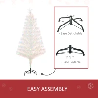 HOMCOM 4 Feet Prelit Artificial Christmas Tree with Fiber Optic LED Light, Holiday Home Xmas Decoration, White(m-7)